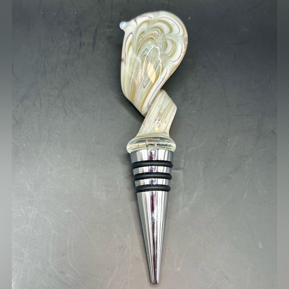 Vintage Murano Glass Art Collection White Gold Wine Bottle Stopper in Gift Box - Picture 4 of 5